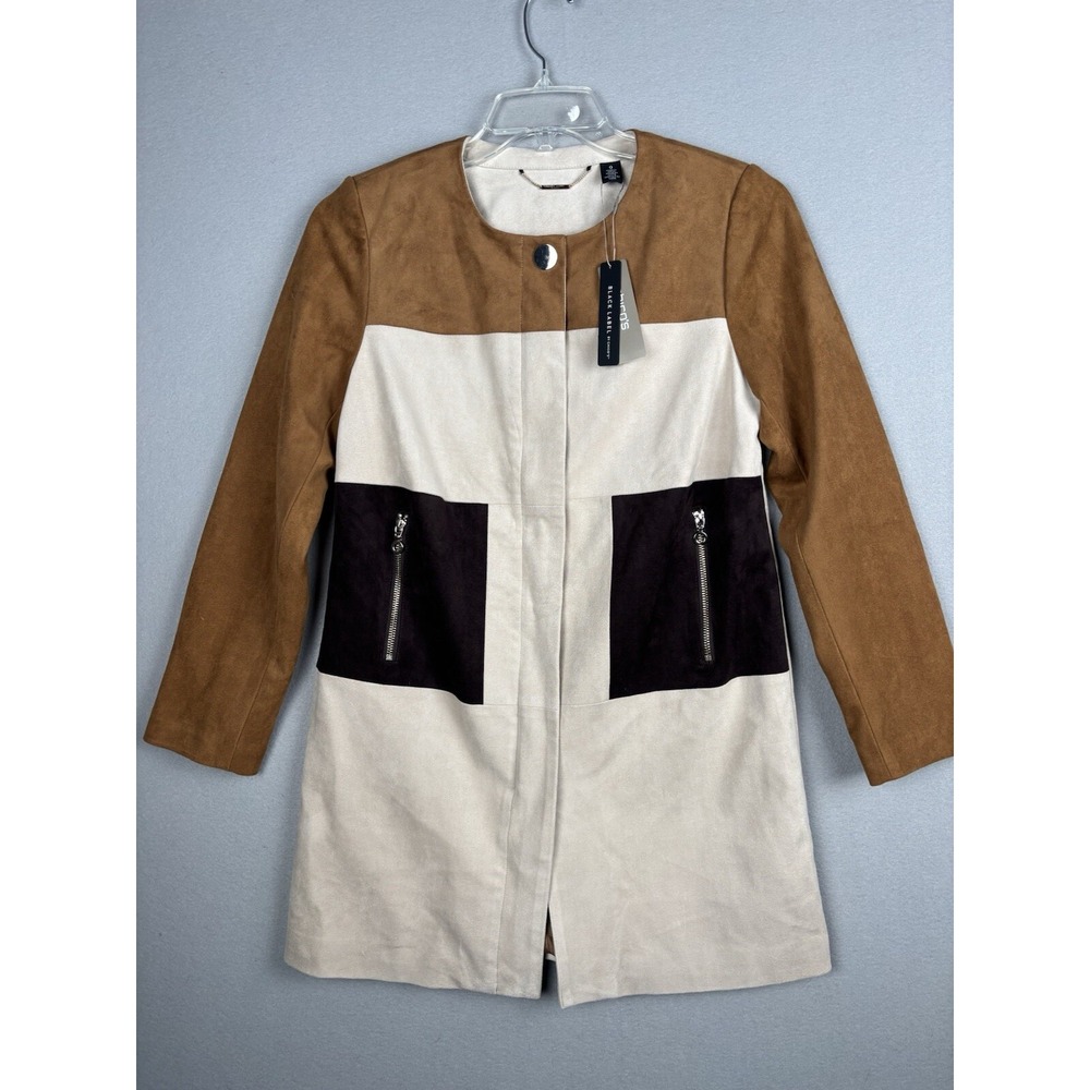 Chicos Black Label Jacket Women's 0 Brown Zip Career Business Color block 3680